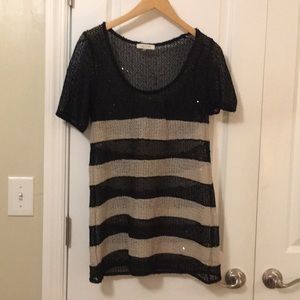Sequined sheer knit tunic